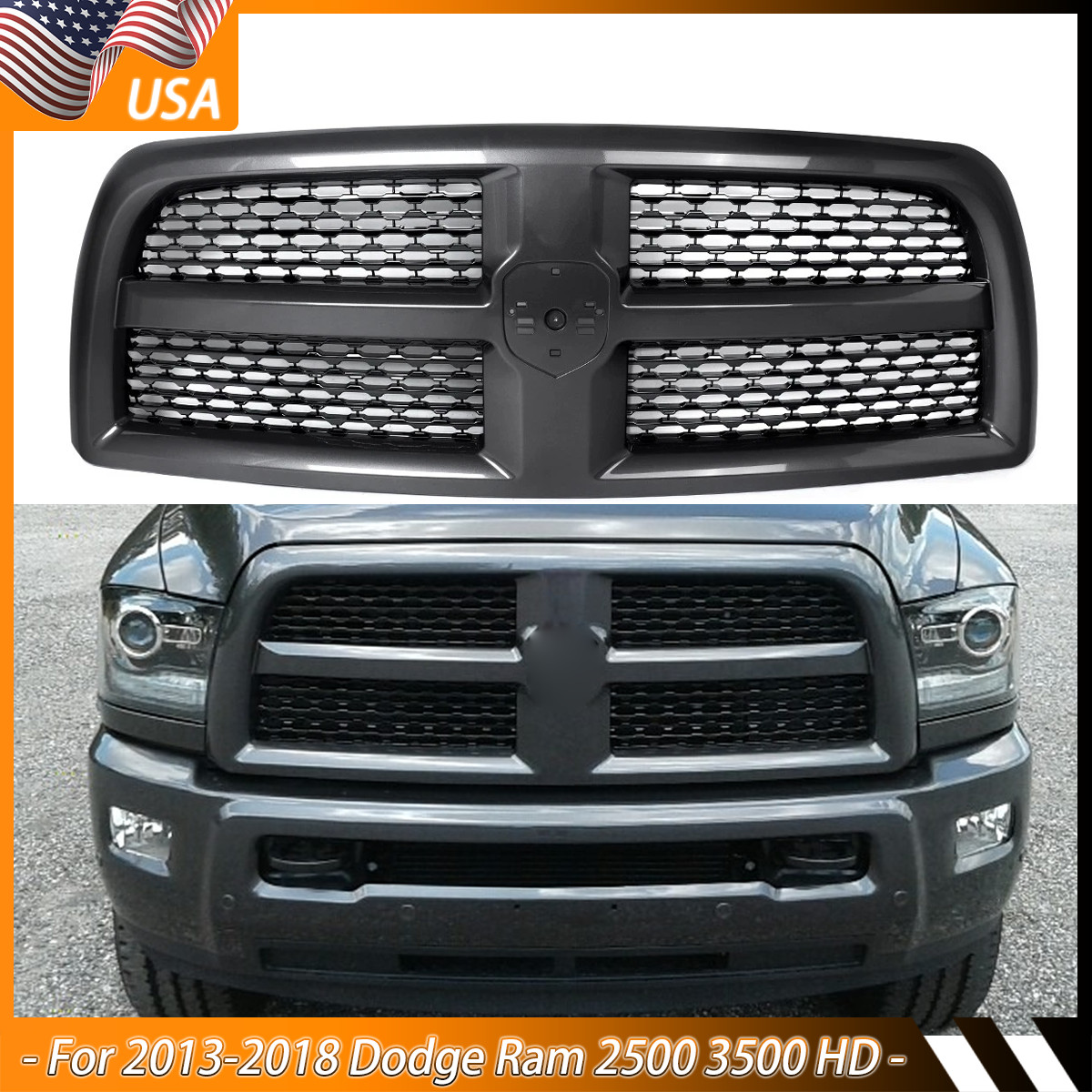 PAU Granite Crystal Grille For 2013-2018 Ram 2500 3500 Laramie SLT ST Tradesman PAU Granite Crystal Grille For 2013-2018 Ram 2500 3500 Laramie SLT ST Tradesman