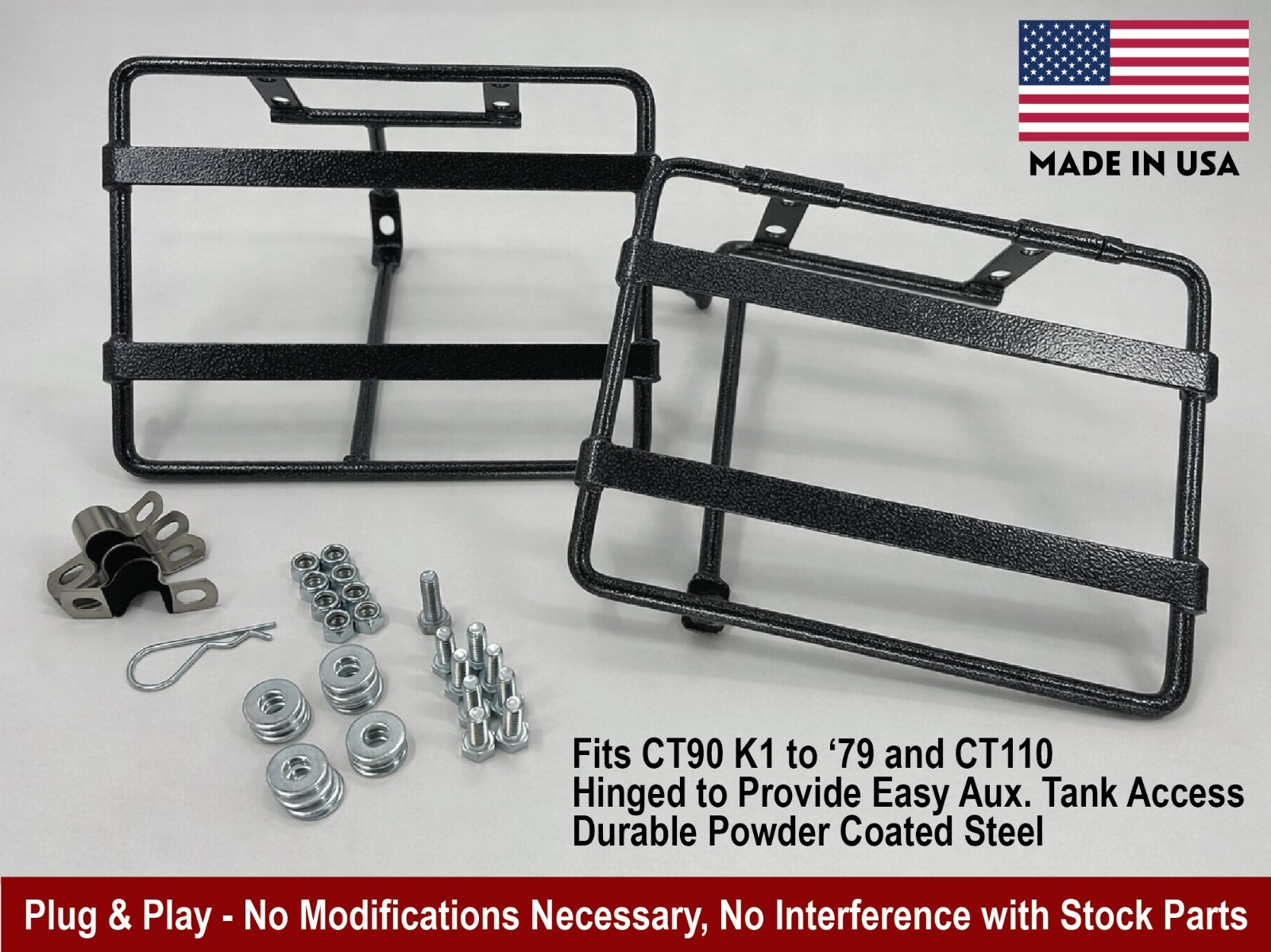 USA Made Saddlebag Racks for Honda CT90 CT110 Trail Bike - Easy, No Mod Install