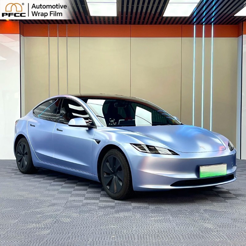 Electro Gloss Misty Cyan Blue Car Wrap 5ftx50ft PET Vinyl Film Self Adhesive