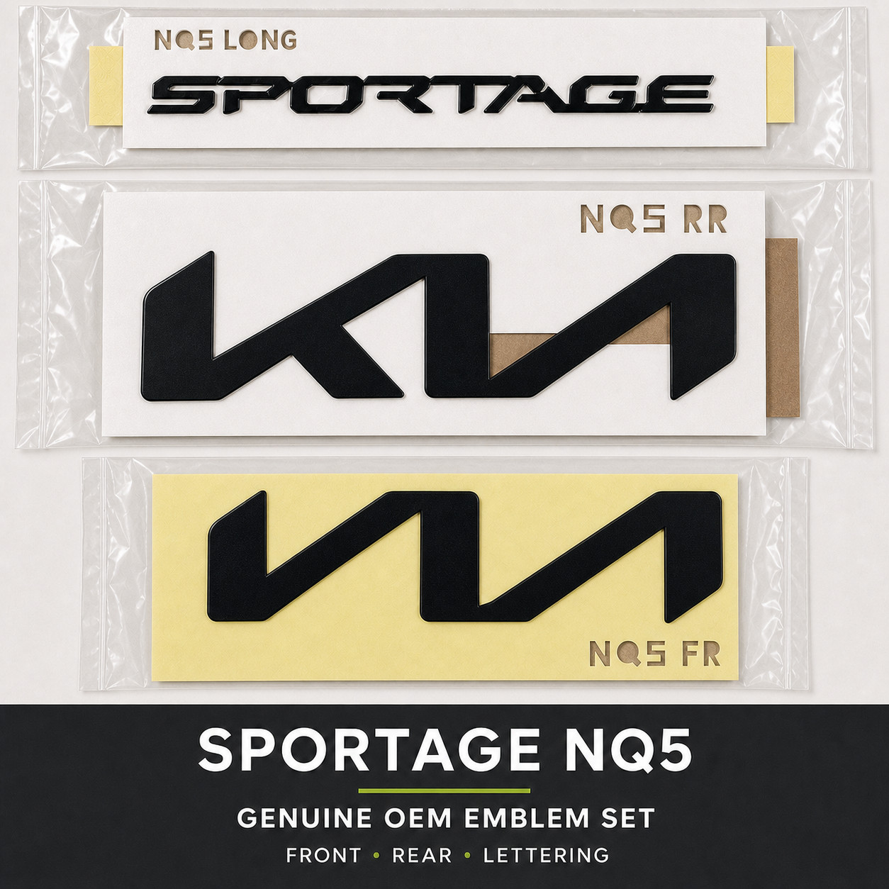Genuine OEM Kia Sportage NQ5 Matte Black Emblem 3PC Set 2023-2026