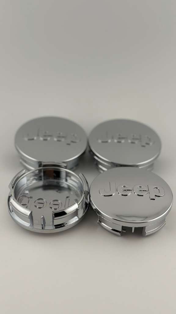 JEEP 4 X 63mm CHROME Wheel Center Caps Wrangler Compass CHEROKEE