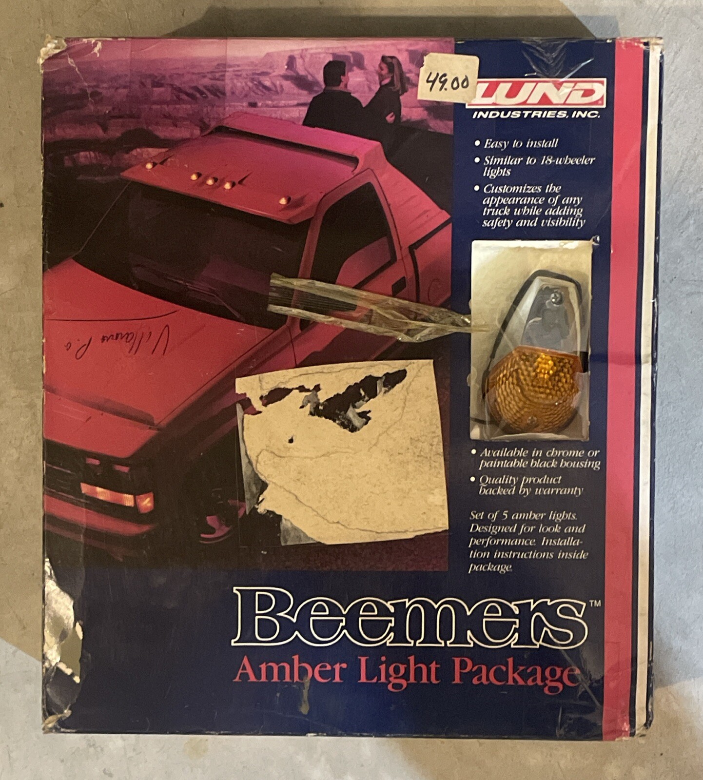 Vintage Lund Beemers Amber Lights Package, Mounts On Top of Truck NOS NEW