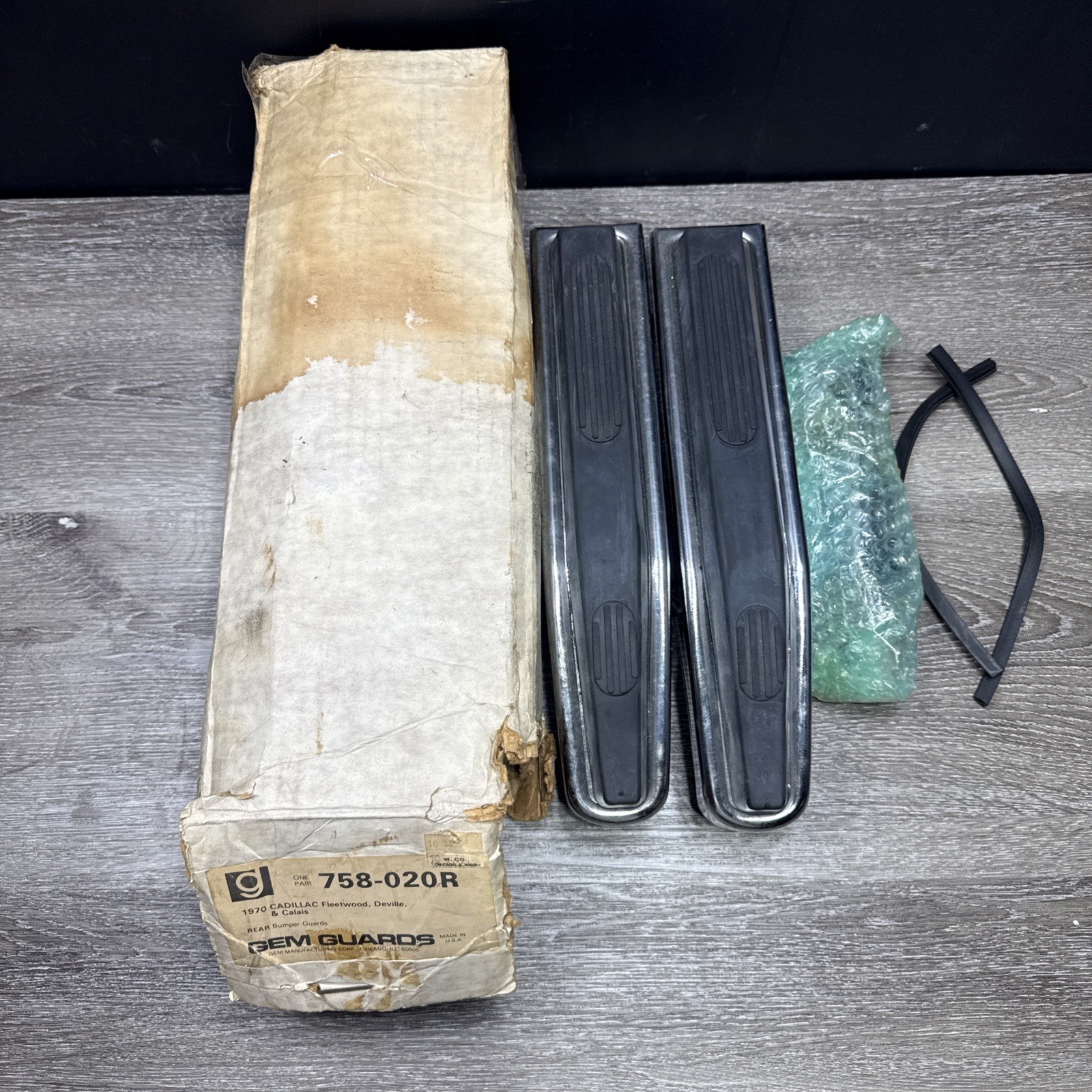 1970 Cadillac Fleetwood Deville Calais Rear Bumper Guards Pair Vintage OEM