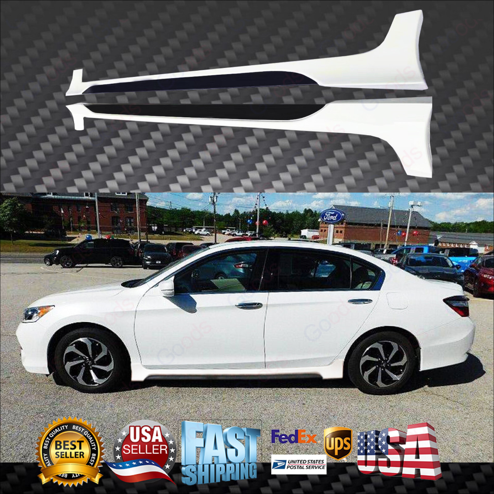 Side Skirts Body Kit MOD Style Black and White Painted Fits 2013-17 Honda Accord Side Skirts Body Kit MOD Style Black and White Painted Fits 2013-17 Honda Accord