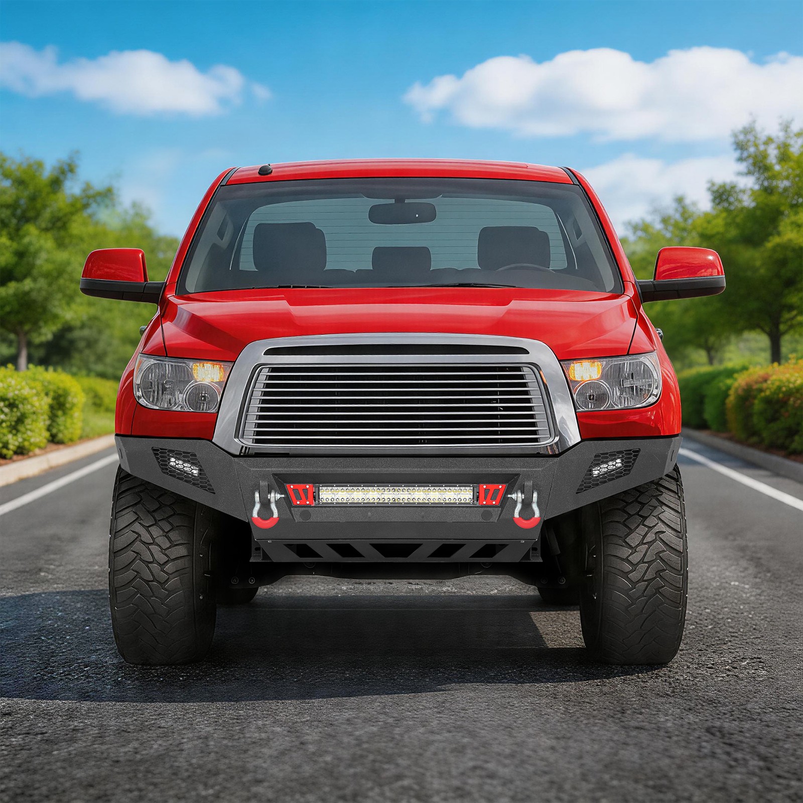 Front Bumper For 2007-2013 Toyota Tundra W/ D-ring Sensor Hole LED Light & Bar Front Bumper For 2007-2013 Toyota Tundra W/ D-ring Sensor Hole LED Light & Bar