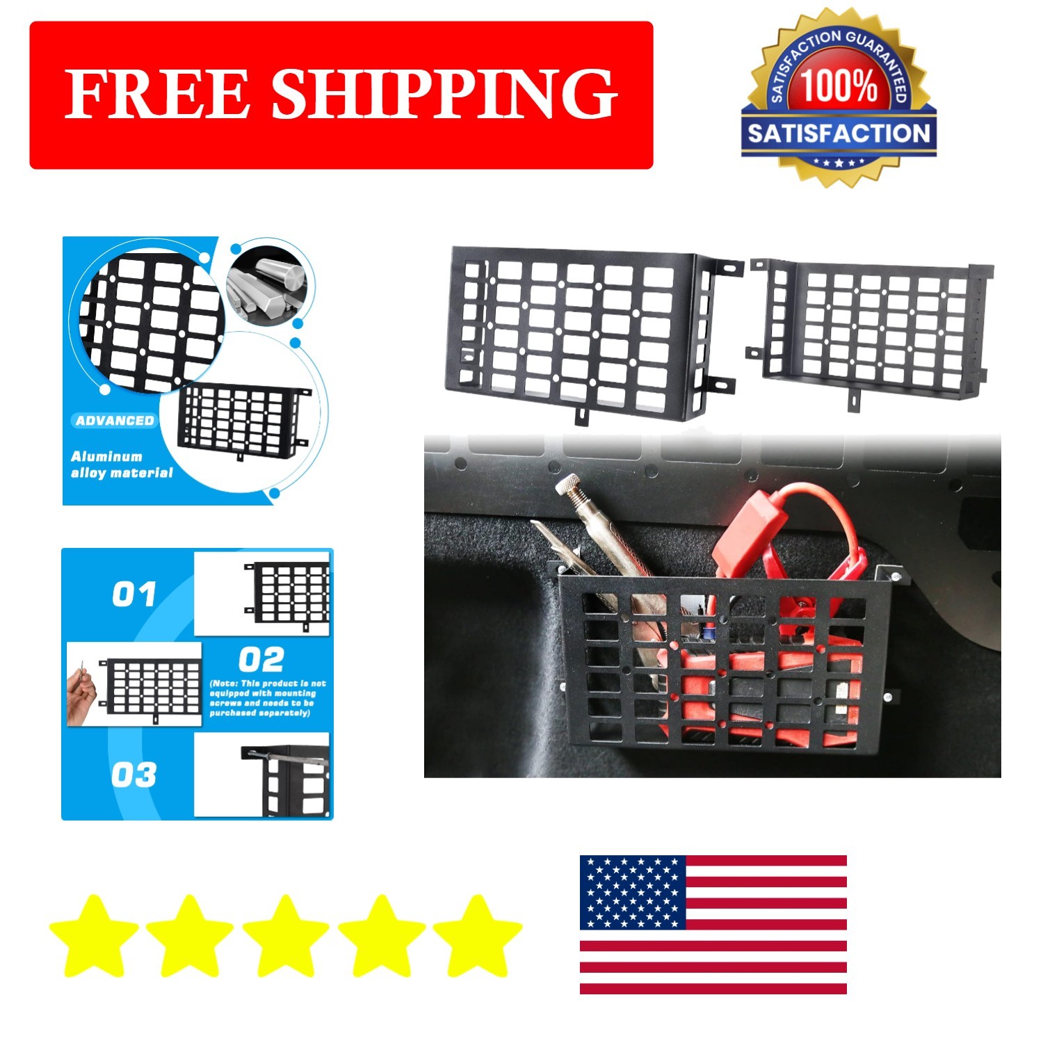 Durable 2-Pack Aluminum Car Storage Boxes for Organized Vehicle & Home Spaces
