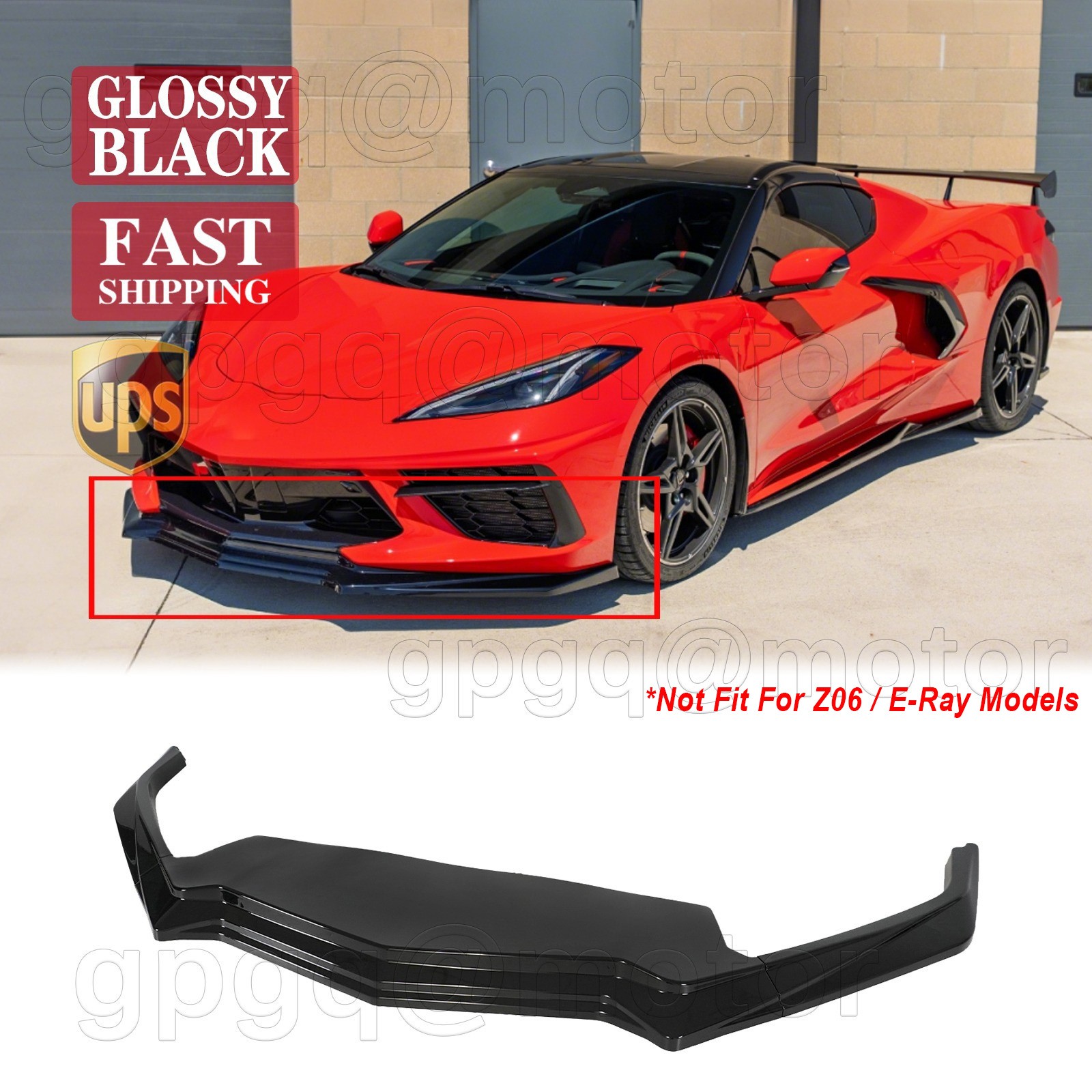 For Corvette C8 Z51 20-26 V2 Style Gloss Black Front Bumper Lip Spoiler Splitter For Corvette C8 Z51 20-26 V2 Style Gloss Black Front Bumper Lip Spoiler Splitter