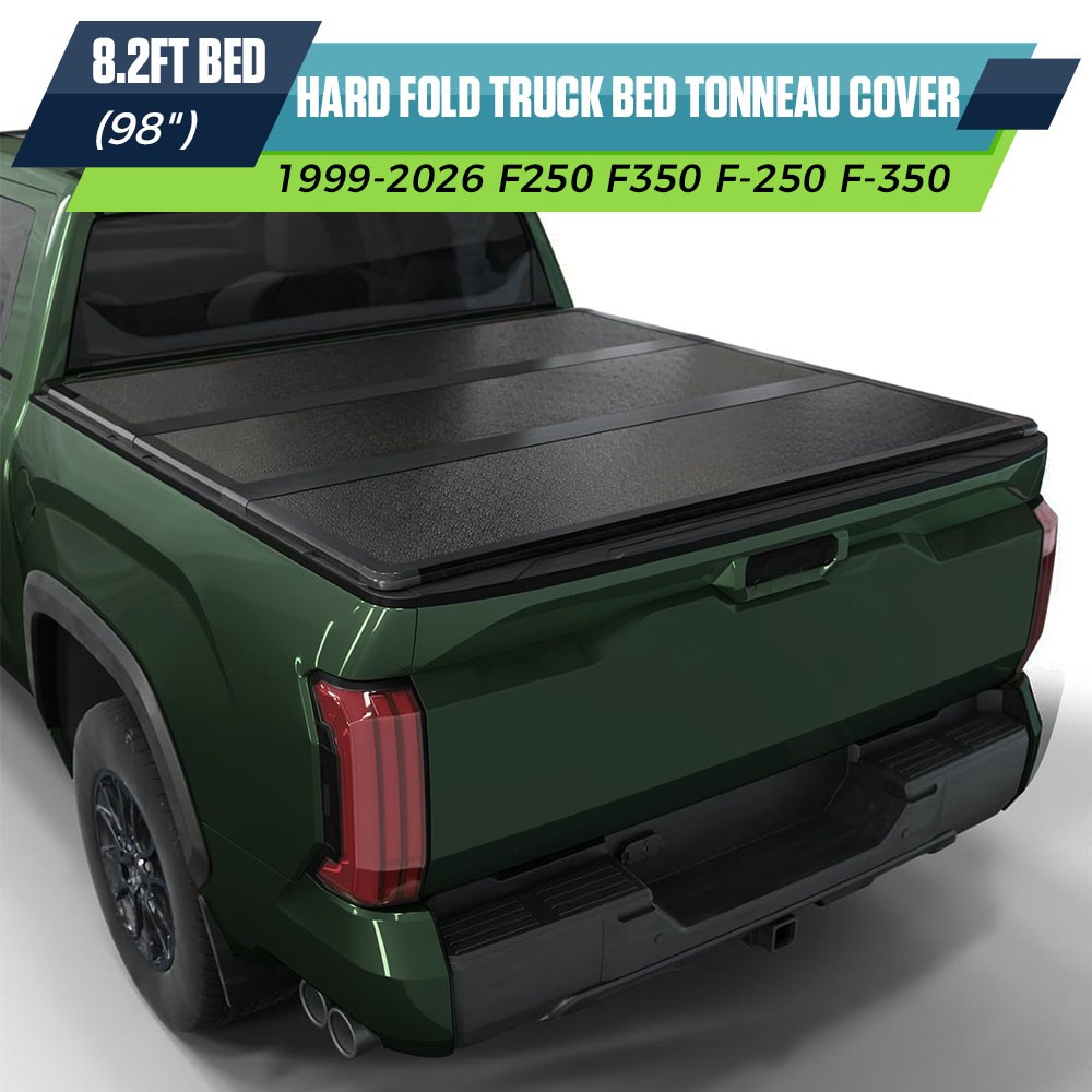 8.2FT FRP Hard Tonneau Cover Tri-Fold For 1999-2026 Ford F250 F350 Truck Bed