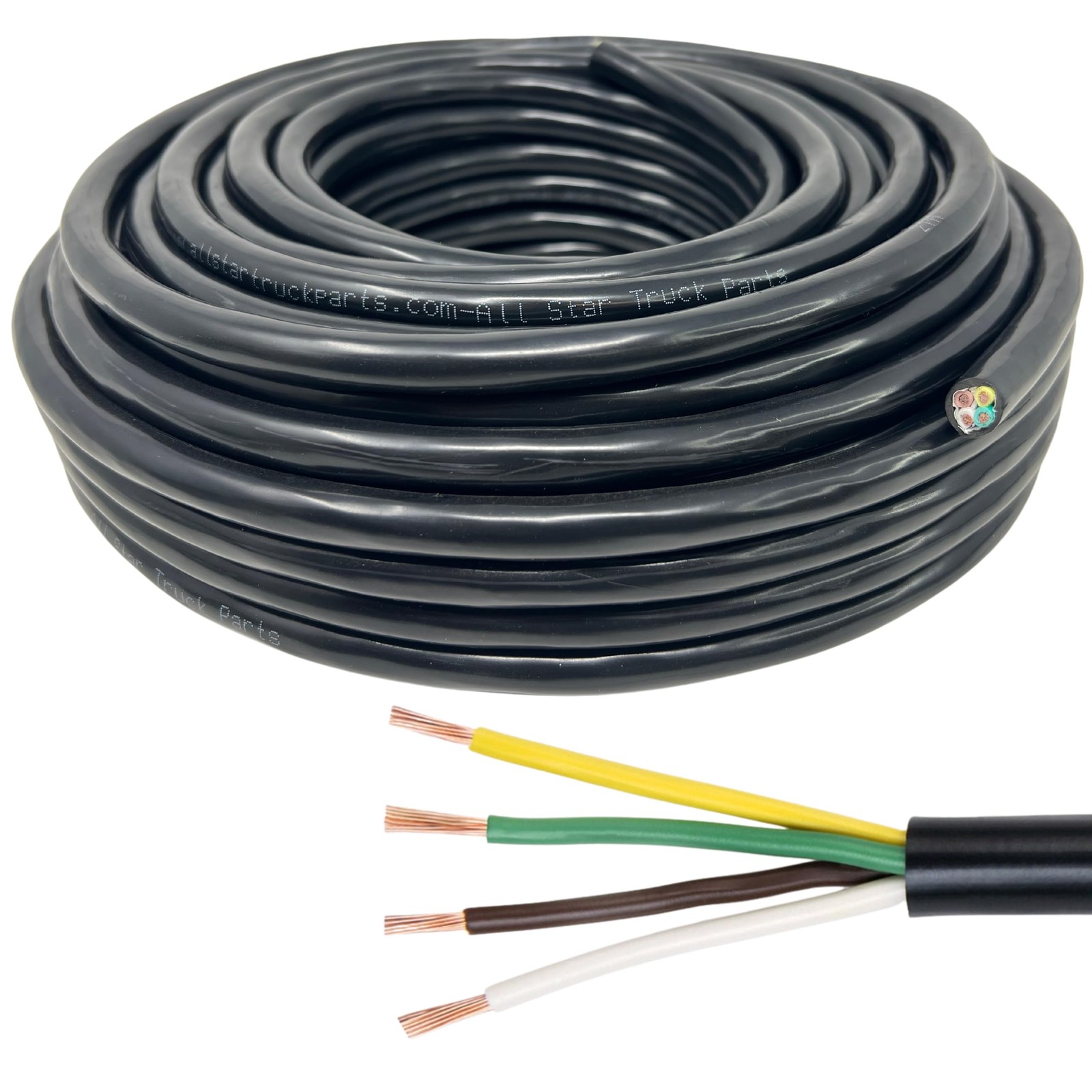 Heavy Duty 14 Gauge 4 Way Conductor Wire RV Trailer Cable Cord Insulated CCA