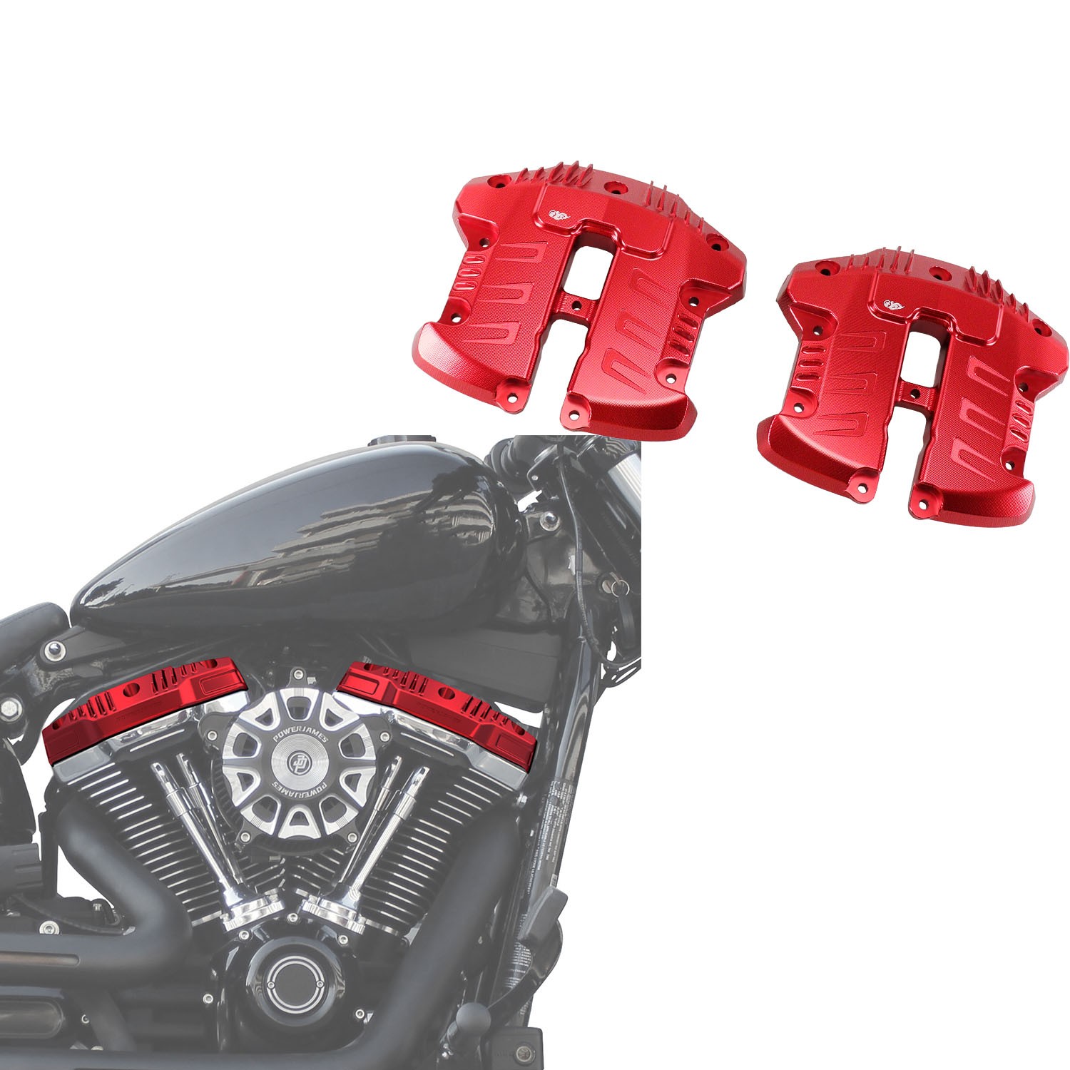 2PCS Red M8 Engine Rocker Box Cover for Harley 18-25 Street Fat Bob Low Rider ST