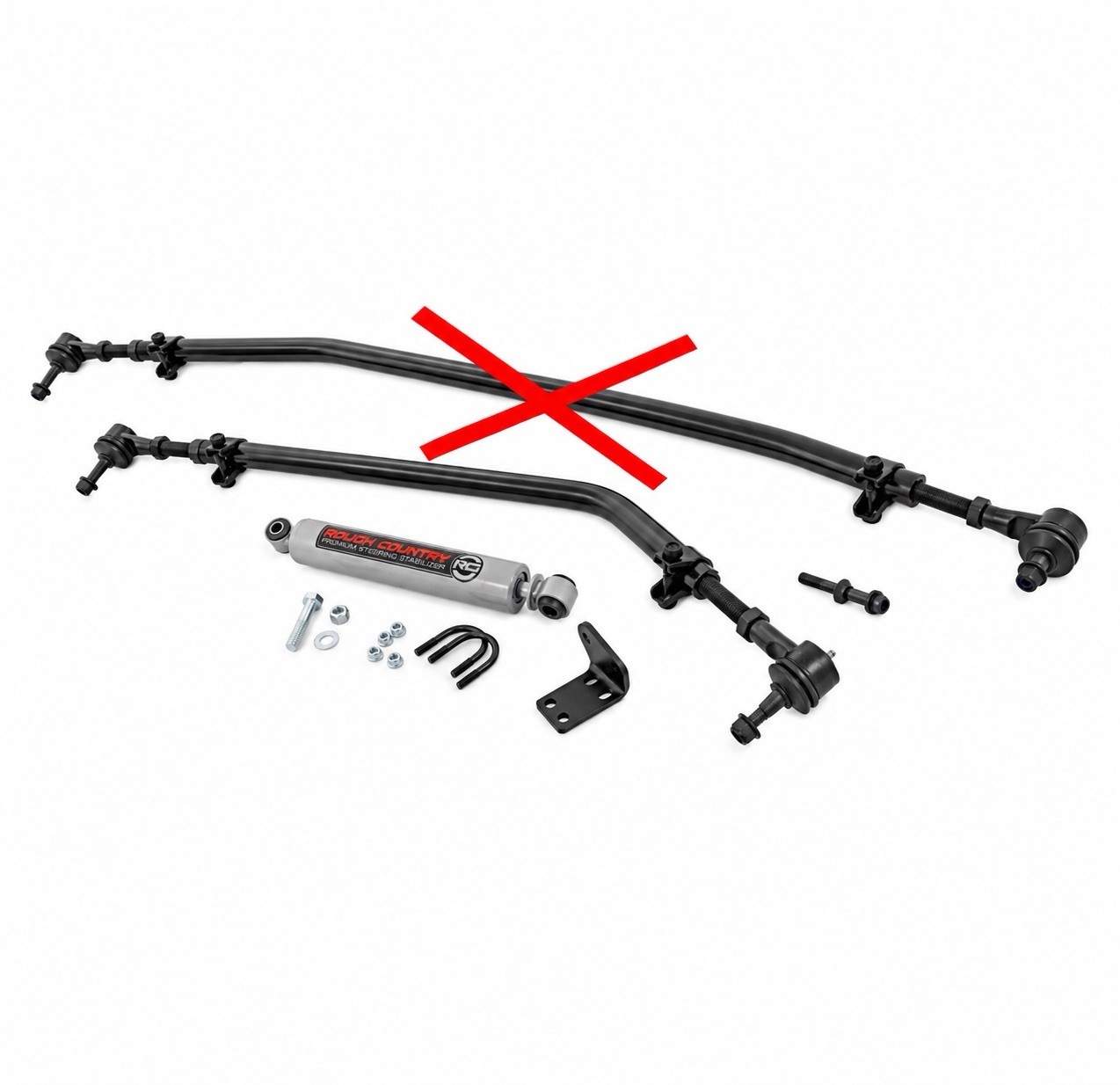 Rough Country HD Steering Kit w/Stabilizer for Jeep Wrangler JL/JT - 10663 Rough Country HD Steering Kit w/Stabilizer for Jeep Wrangler JL/JT - 10663