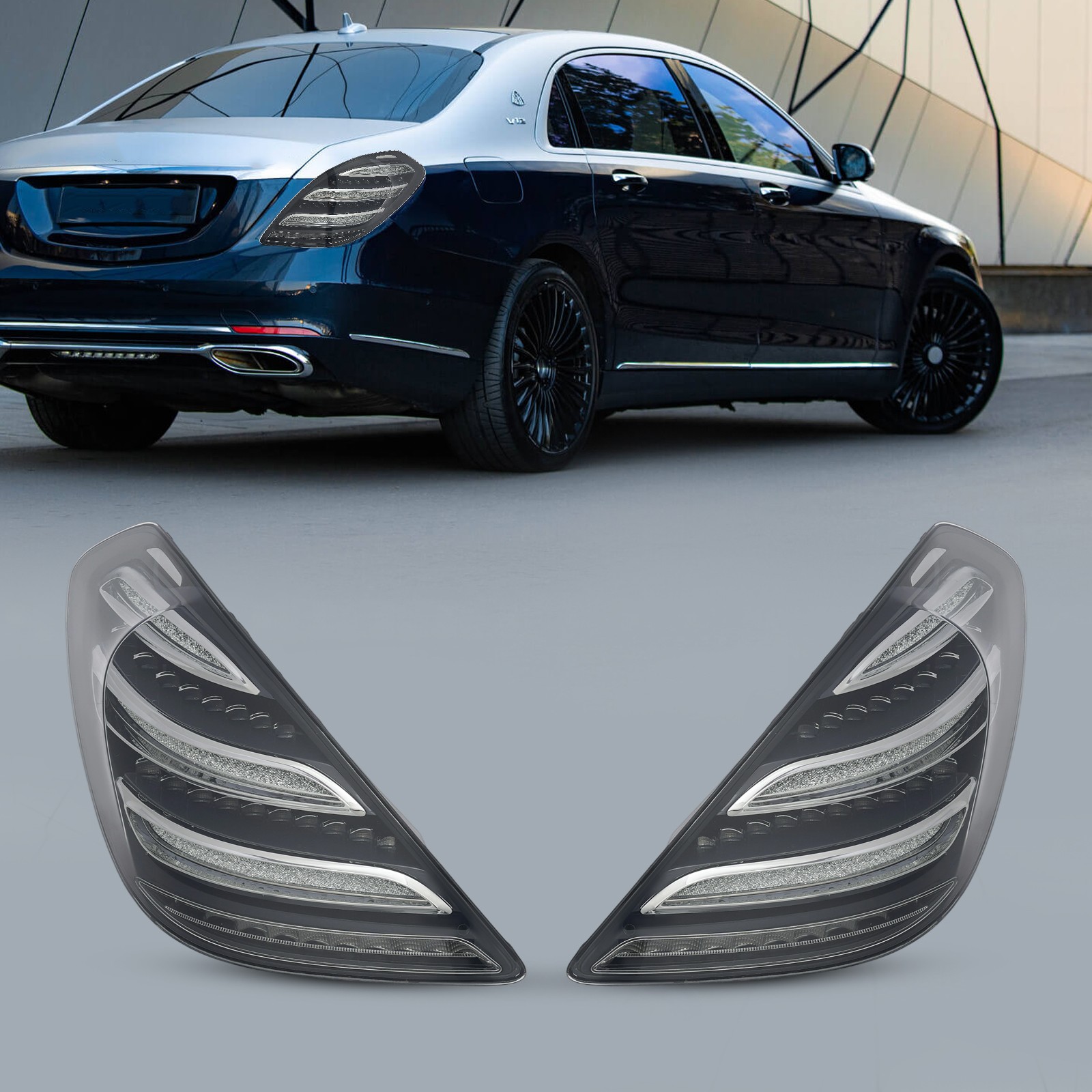 Upgrade Dynamic LED Tail Light For 2014-2016 Mercedes-Benz S-Class W222 Pair Set