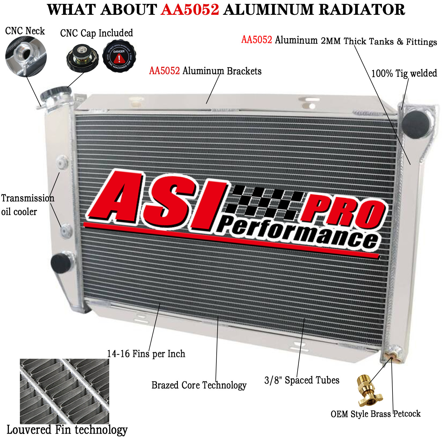 4 Row Aluminum Radiator for 1971-73 Ford Mustang 1969-1972 LTD Torino AT CC381