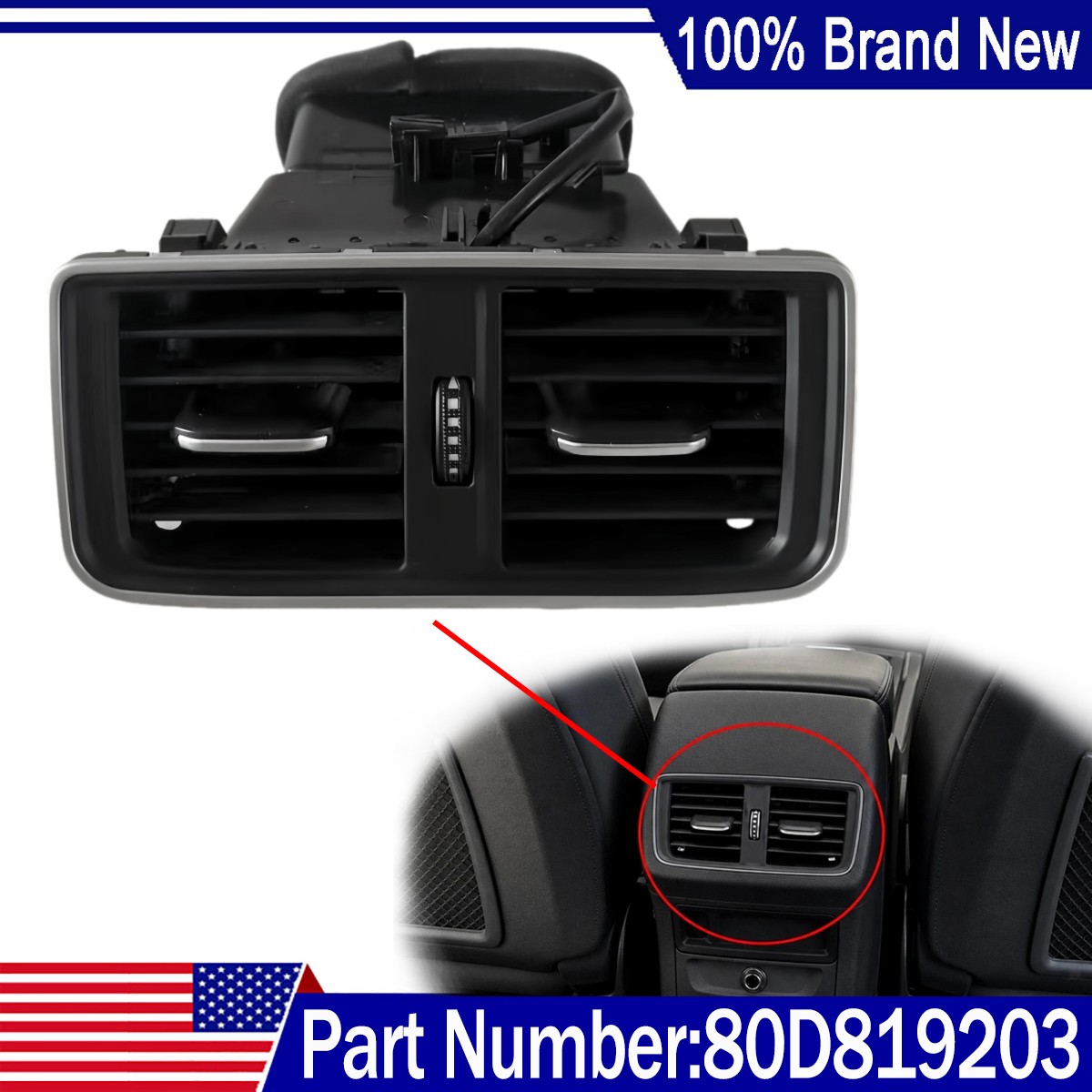 NEW Rear Center Air Vent Panel 80D819203 Fits For Audi Q5 FY 2018-2023 US