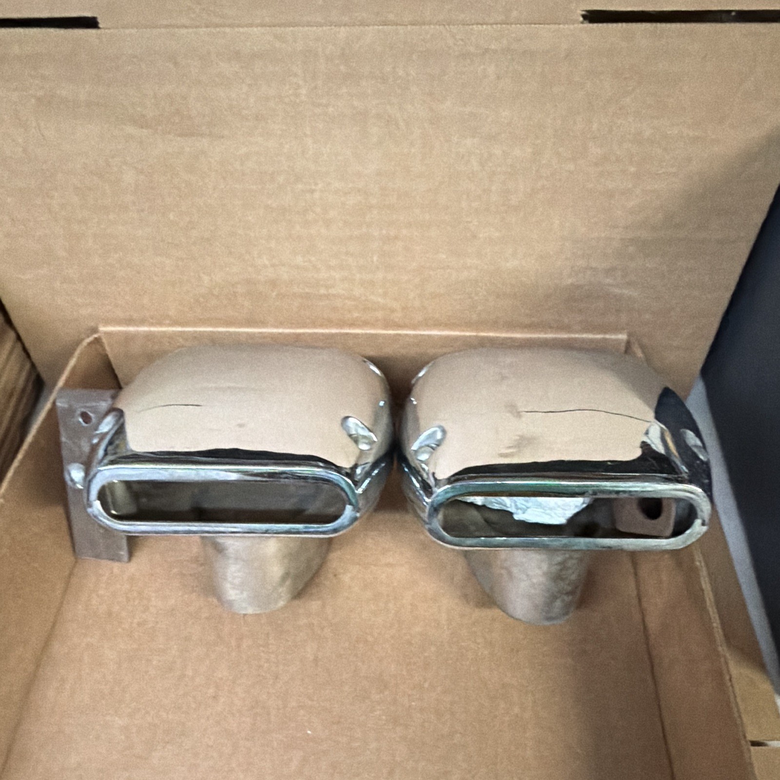 Vintage Ford Chrome Accessory Bumper Exhaust Extensions Pair 1950S Vintage Ford Chrome Accessory Bumper Exhaust Extensions Pair 1950S