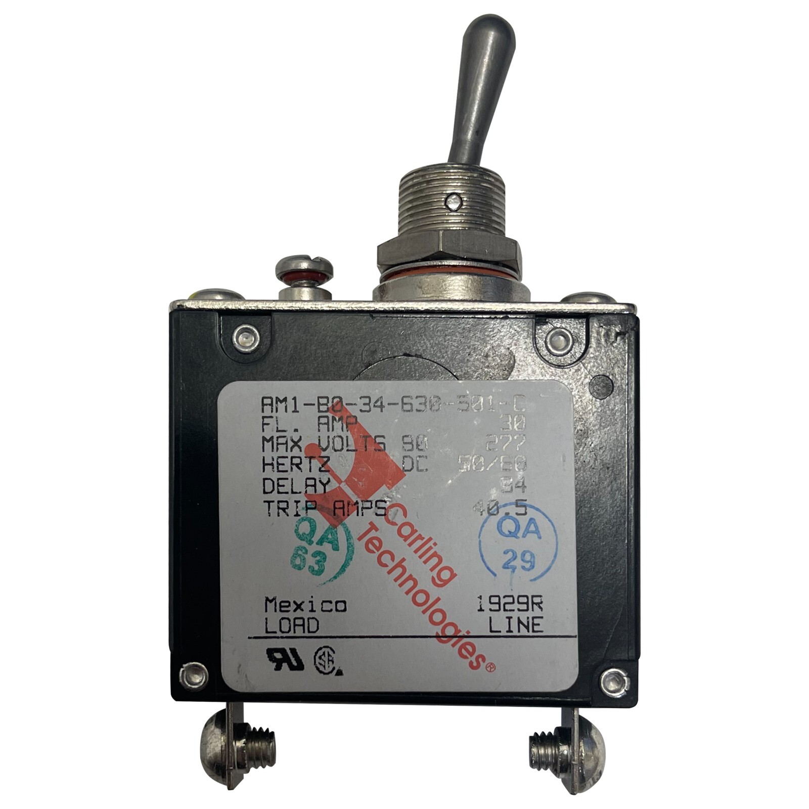 Carling Technologies 30A Panel Mount Circuit Breaker AM1-B0-34-630-501-C