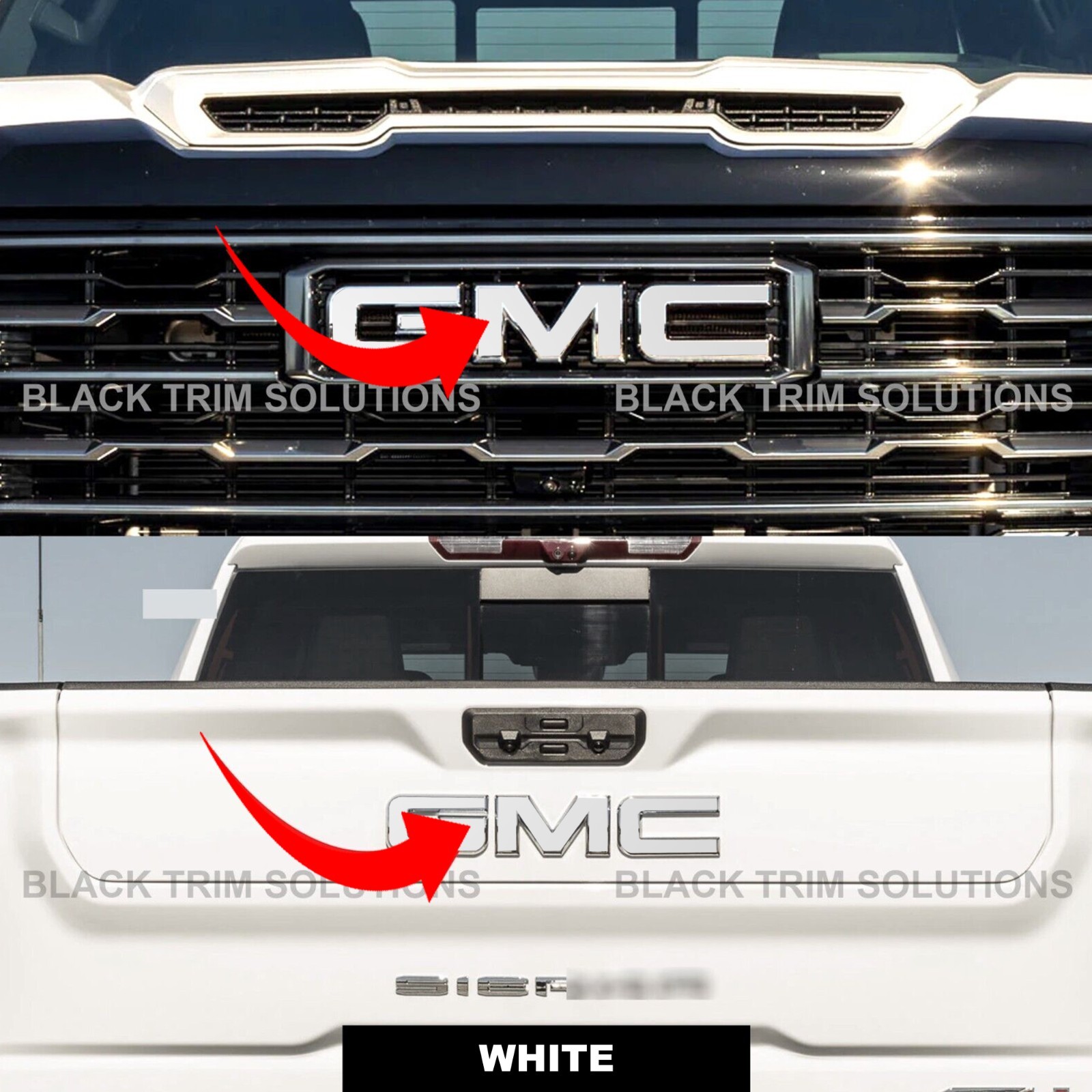 For 2022-2024 Gmc Sierra 1500 Gloss White Overlay DECAL x2 for Front Rear Emblem