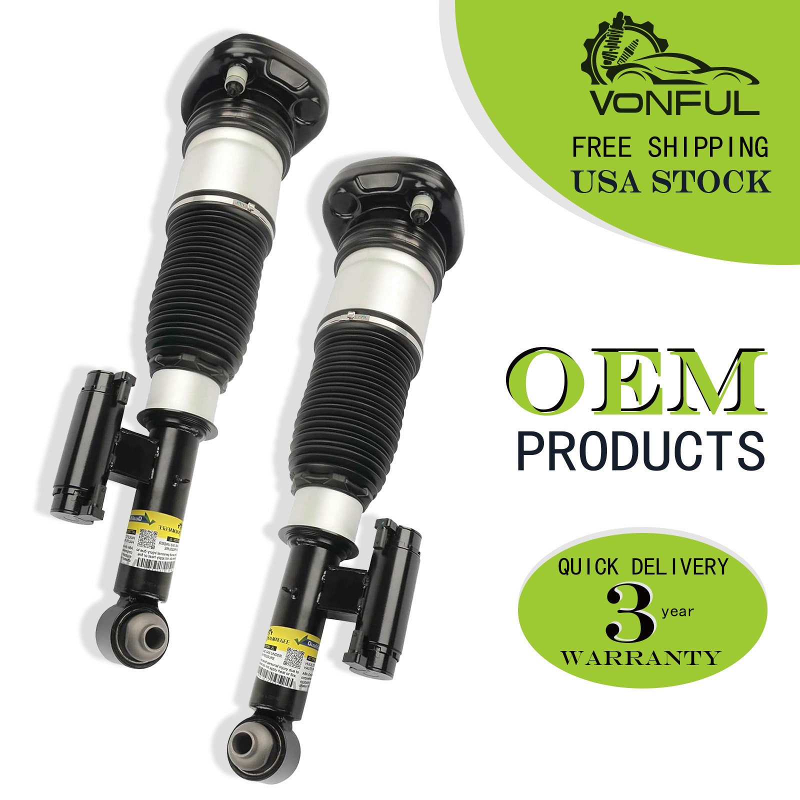 Pair Rear Air Suspension Shocks Struts For BMW 740i 750i 750Li G11 G12 2016-2022