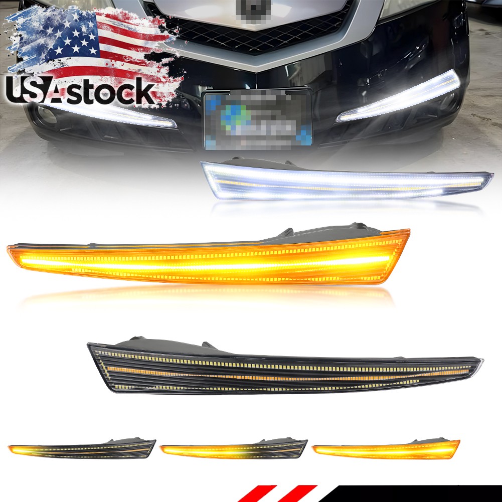 Clear Switchback LED Bumper Corner Parking Signal Lights For 2009-2011 Acura TL