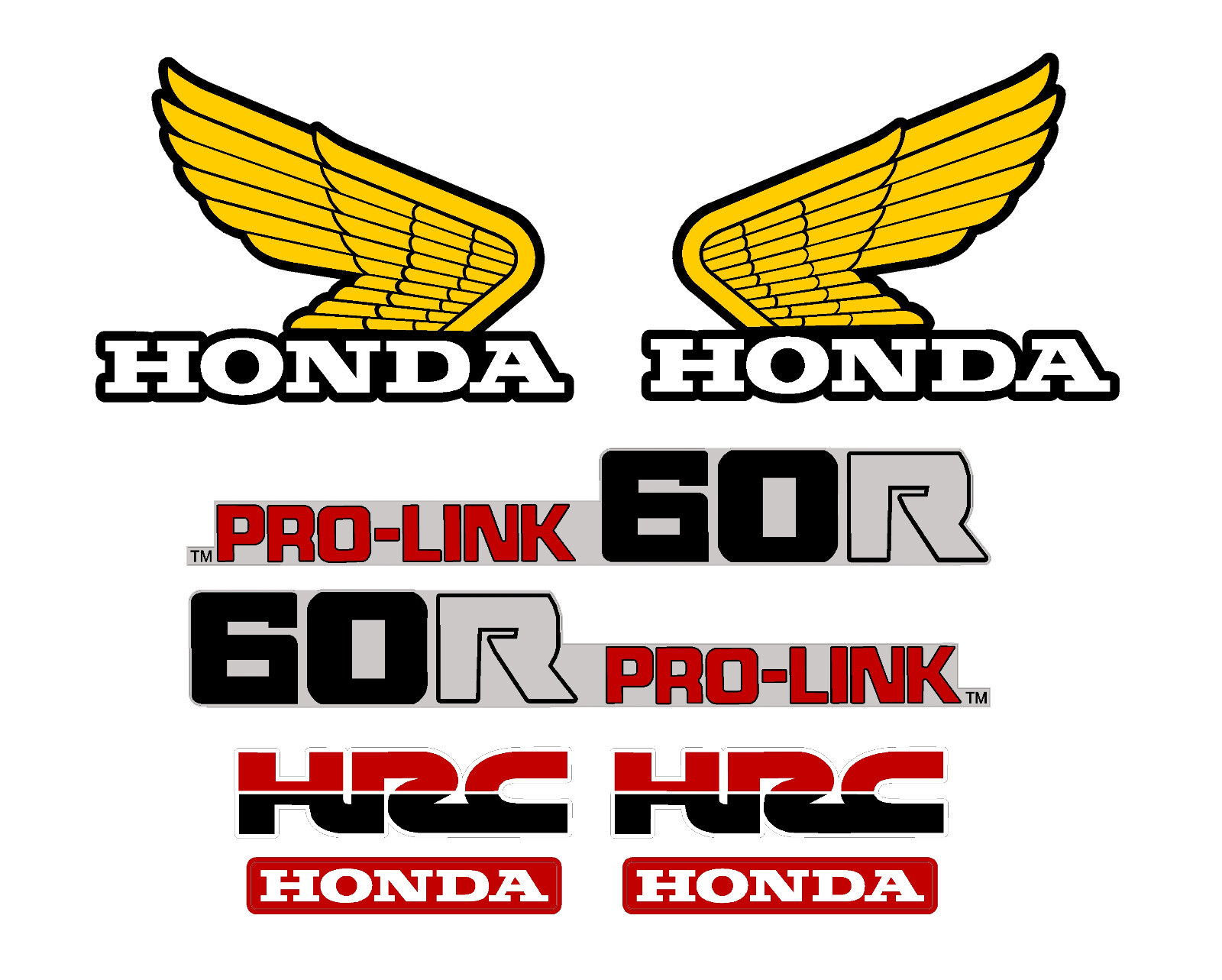 Decal set for 1983 Honda CR60 motorcycle, tank, fenders & swingarm CR 60