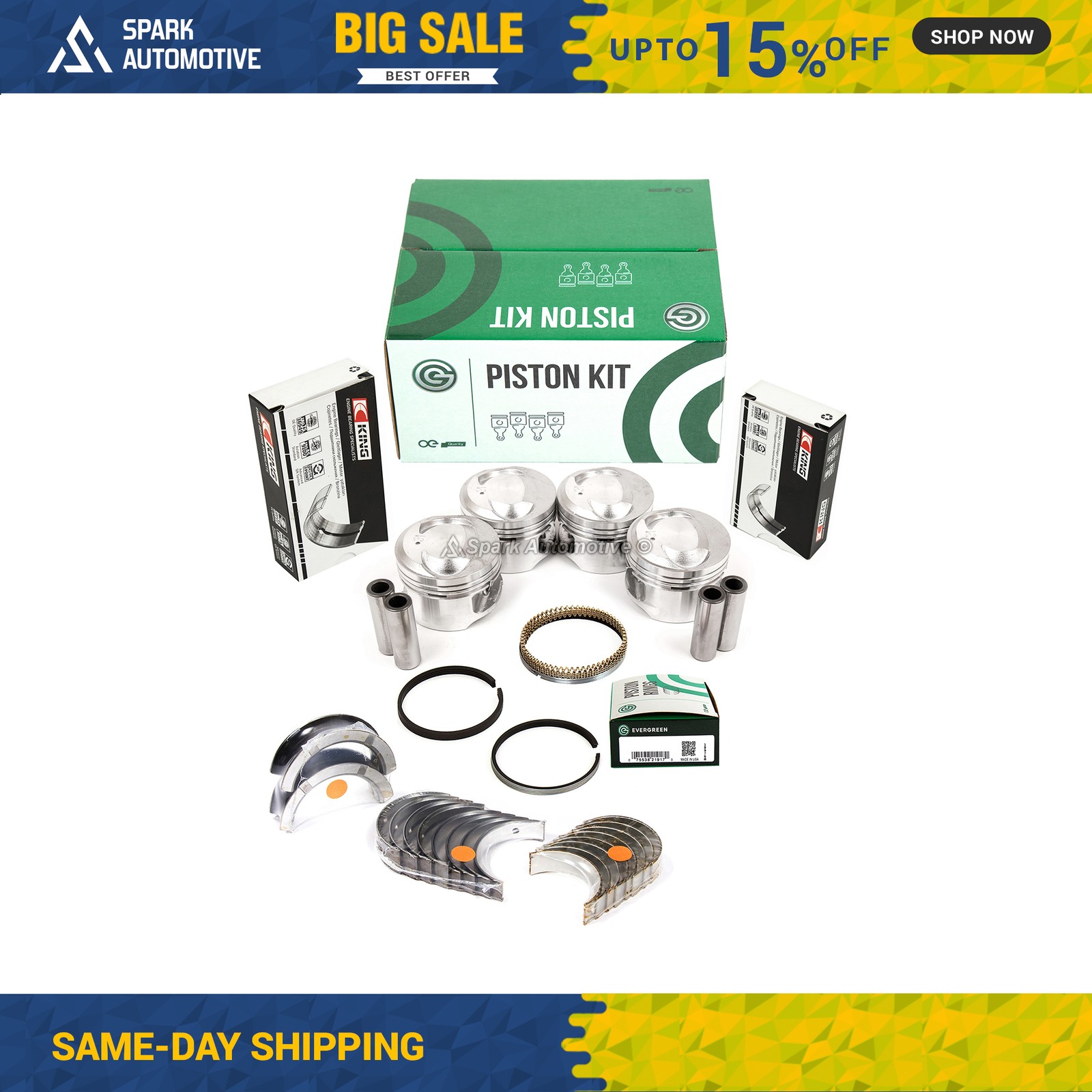Pistons Main Rod Bearings Fit 97-04 Ford Escort Focus Mercury 2.0L SOHC