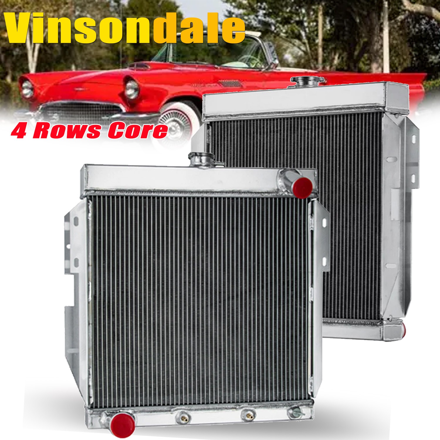 4 Rows Aluminum Radiator For 1955-1957 Ford Thunderbird 4.8L 5.1L V8 NEW 1956
