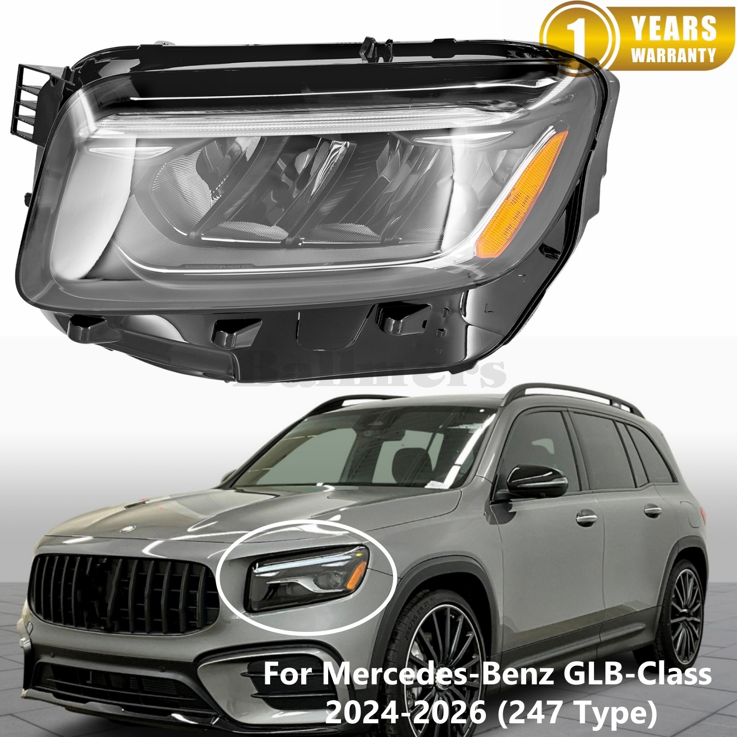 Left Driver Headlight W/O AFS A2479067703 4 PIN For 2024-26 MERCEDES-Benz GLB250