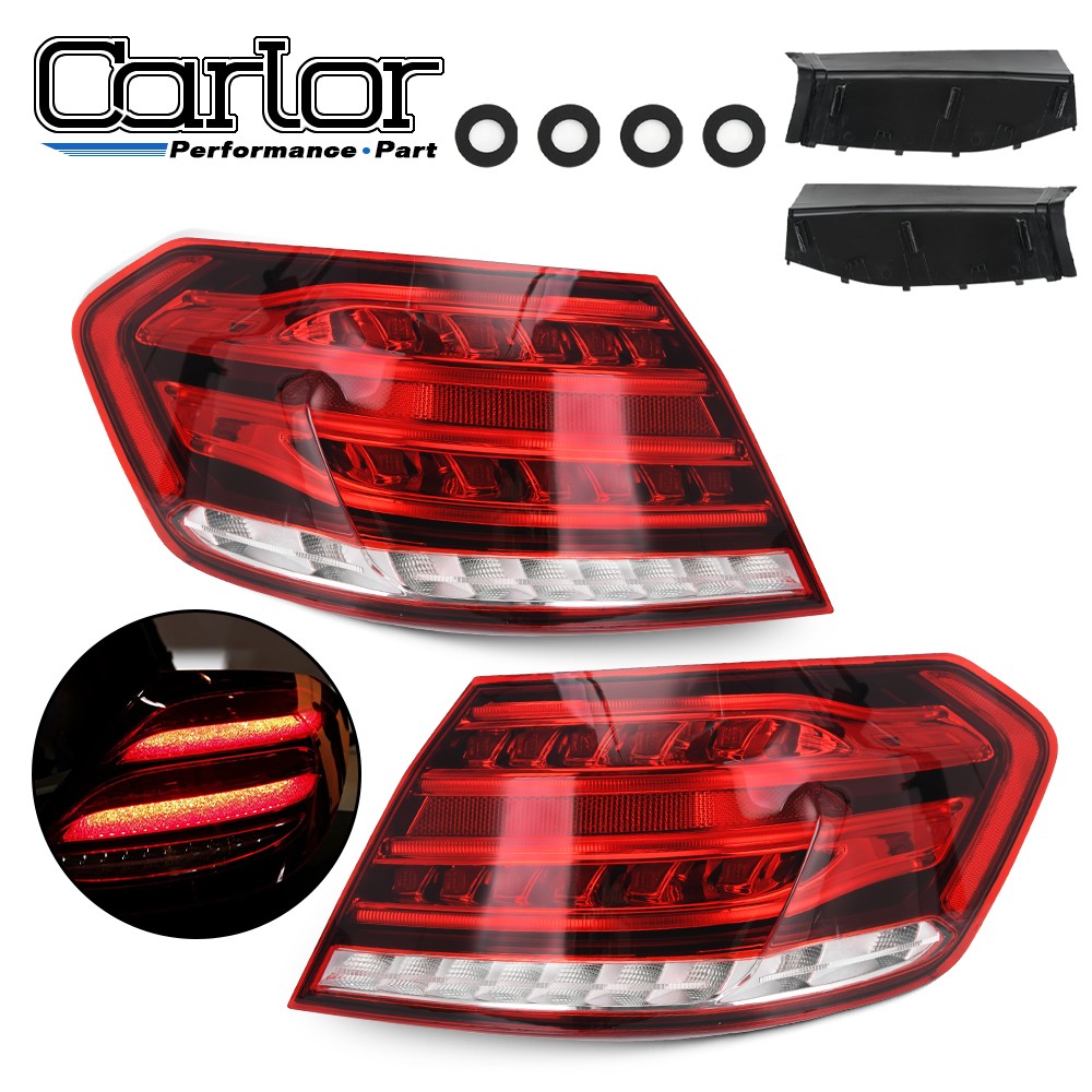 For 14-16 Mercedes-Benz E-Class W212 Outer LED Tail Lights Brake Lamps Pair Set