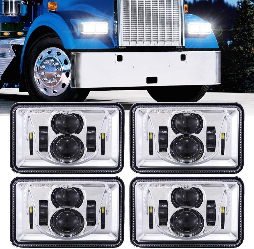 4 PCS Rectangular 4x6 LED Headlights DOT Approved H4656 H4651 H4652 H4666 H6545
