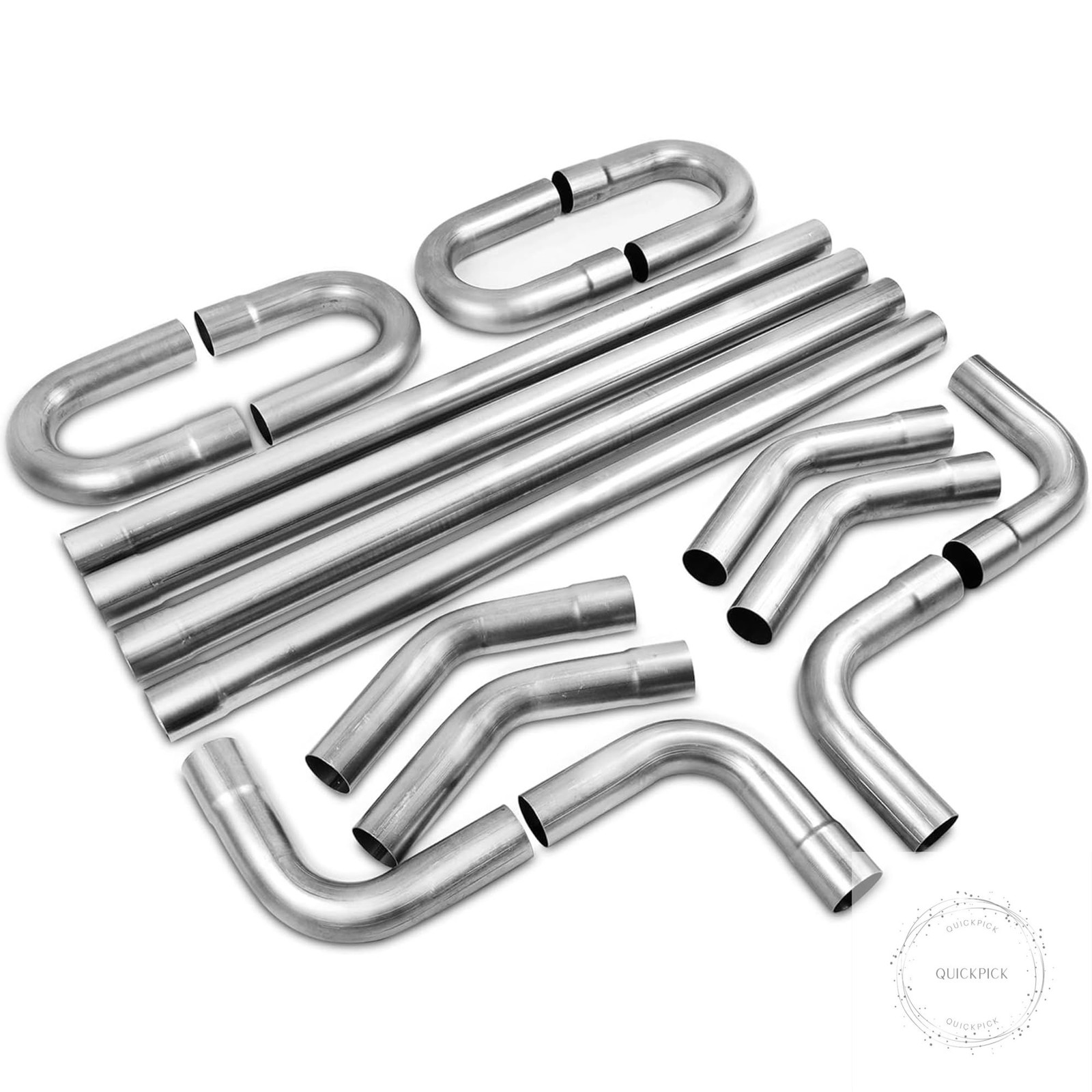 2.5 Inch T304 Stainless Steel Exhaust Pipe Kit, 2.5\'\' OD, 16PCS 16-Gauge Tubing