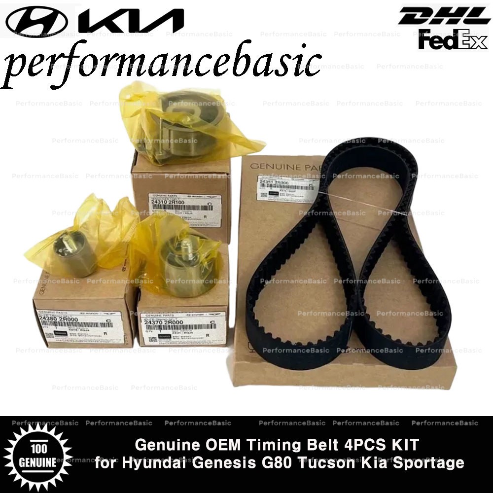 Genuine OEM Timing Belt 4PCS KIT for Hyundai Genesis G80 Tucson Kia Sportage