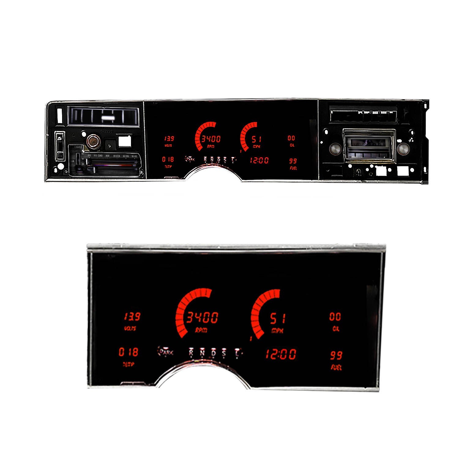 1974-1976 OLDSMOBILE DELTA 88 Digital Gauge Panel Red LED\'s DP1907R USA Made