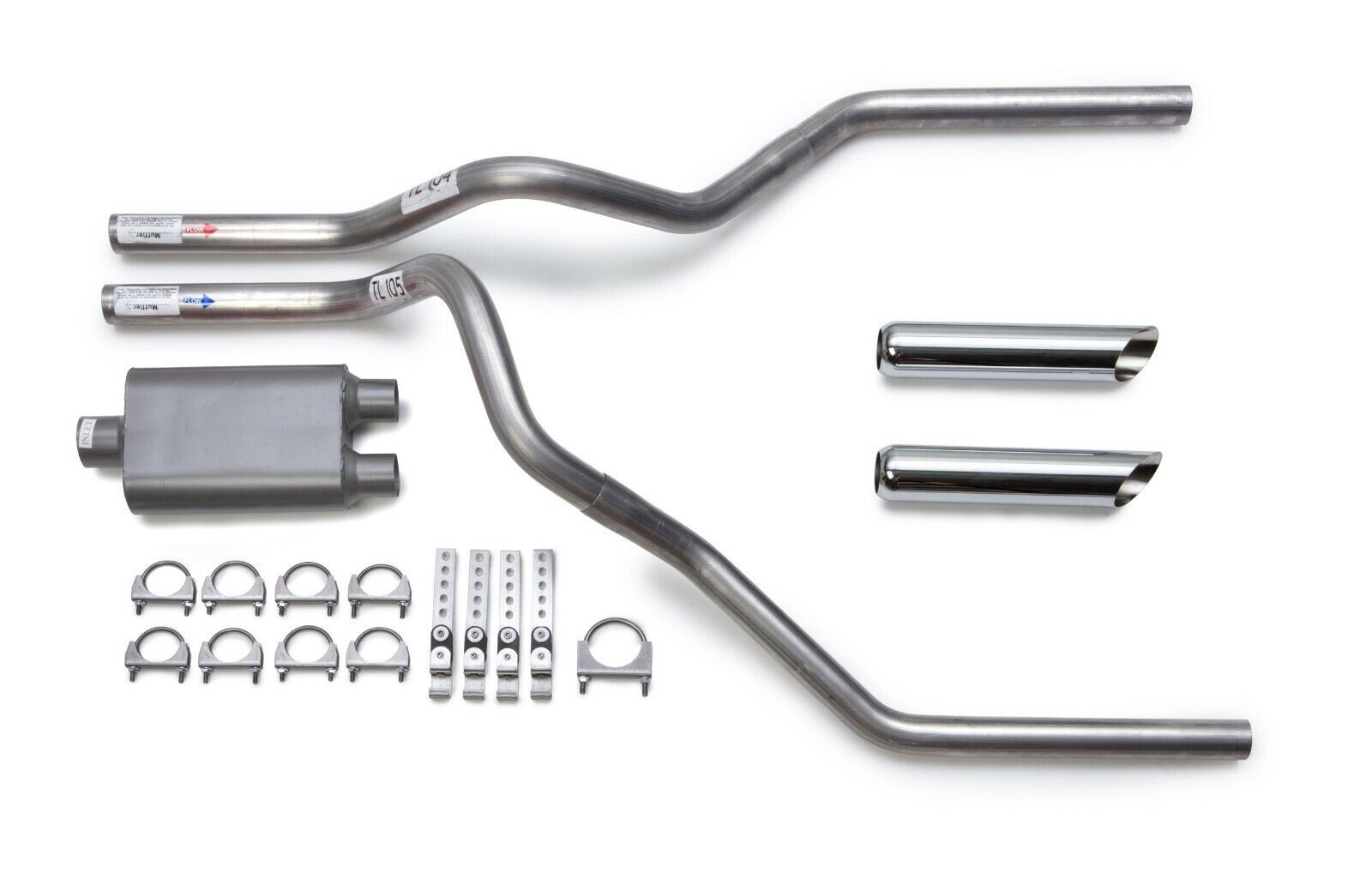 2009-2014 Dodge Ram Dual Exhaust Kit Performance 2-Chamber Muffler Chrome Tips