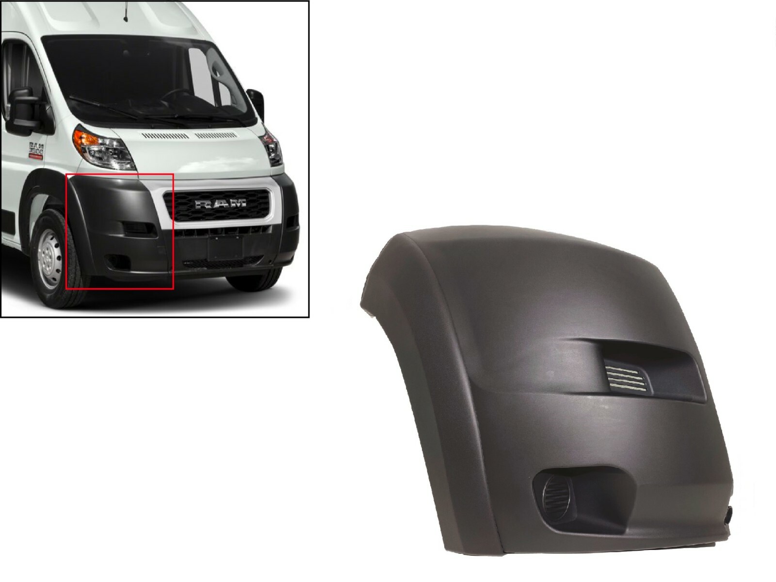Fits 2019-2022 Ram Promaster Front Bumper Cover With Flare Right Local Pickup