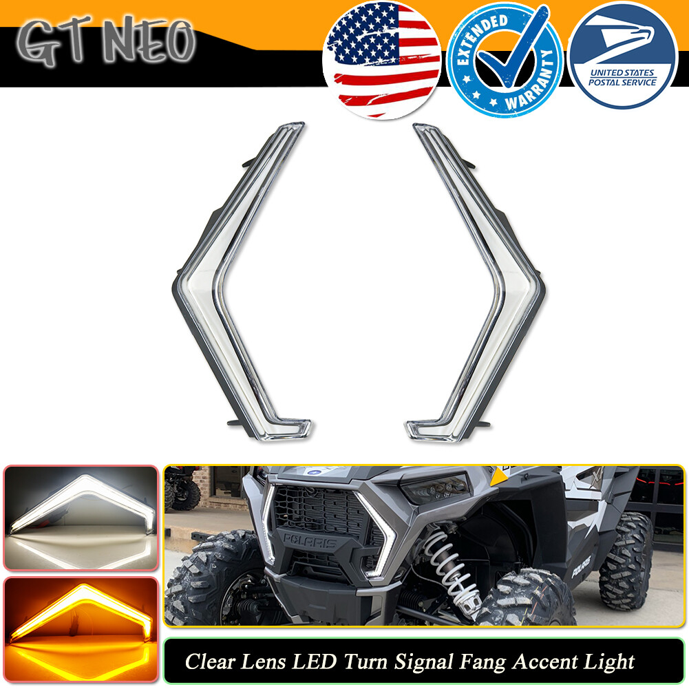 For Polaris RZR XP 1000 Turbo 19-22 LED Grille Light Turn Signal Fang Accent DRL