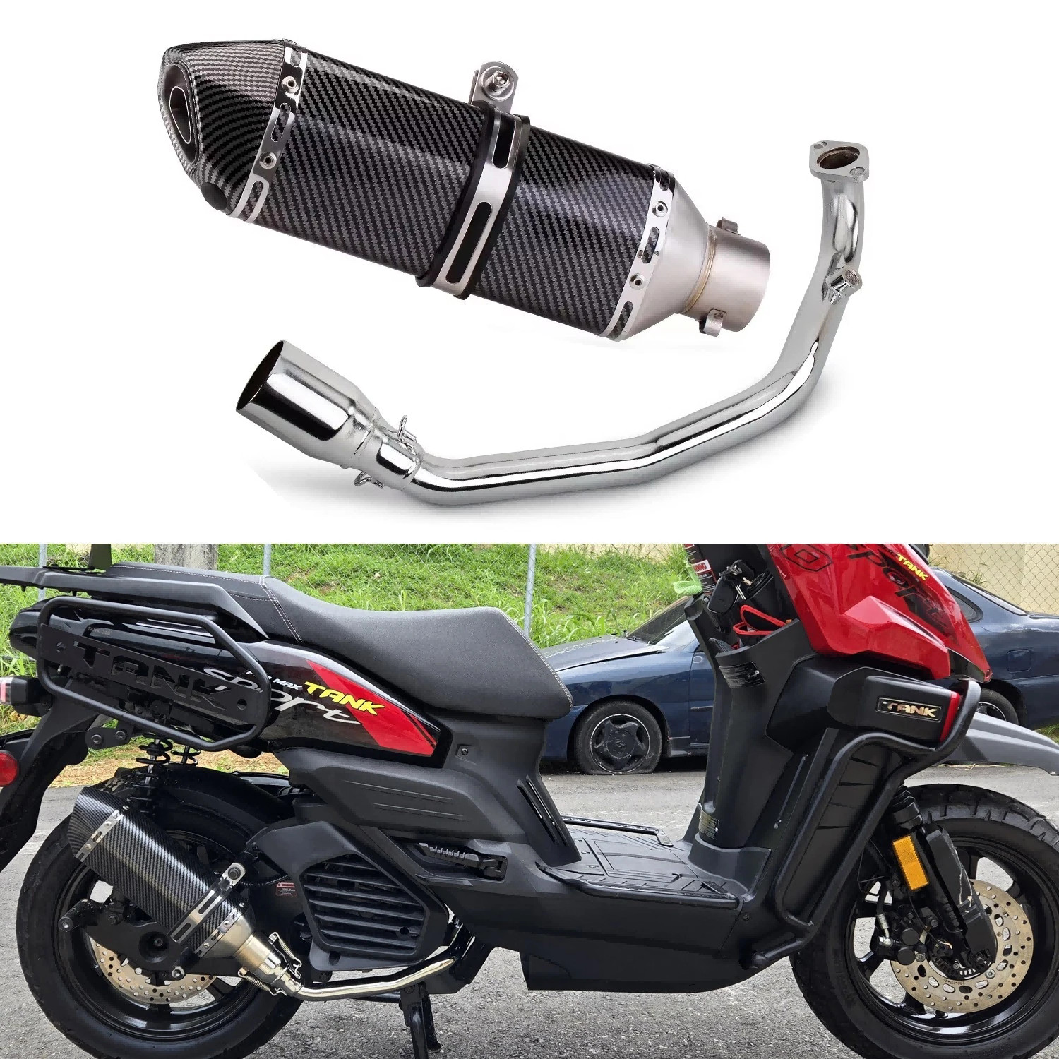 Motorcycle Exhaust Muffler for GY6 Engine 125cc 150cc Scooter Moped with Baffle