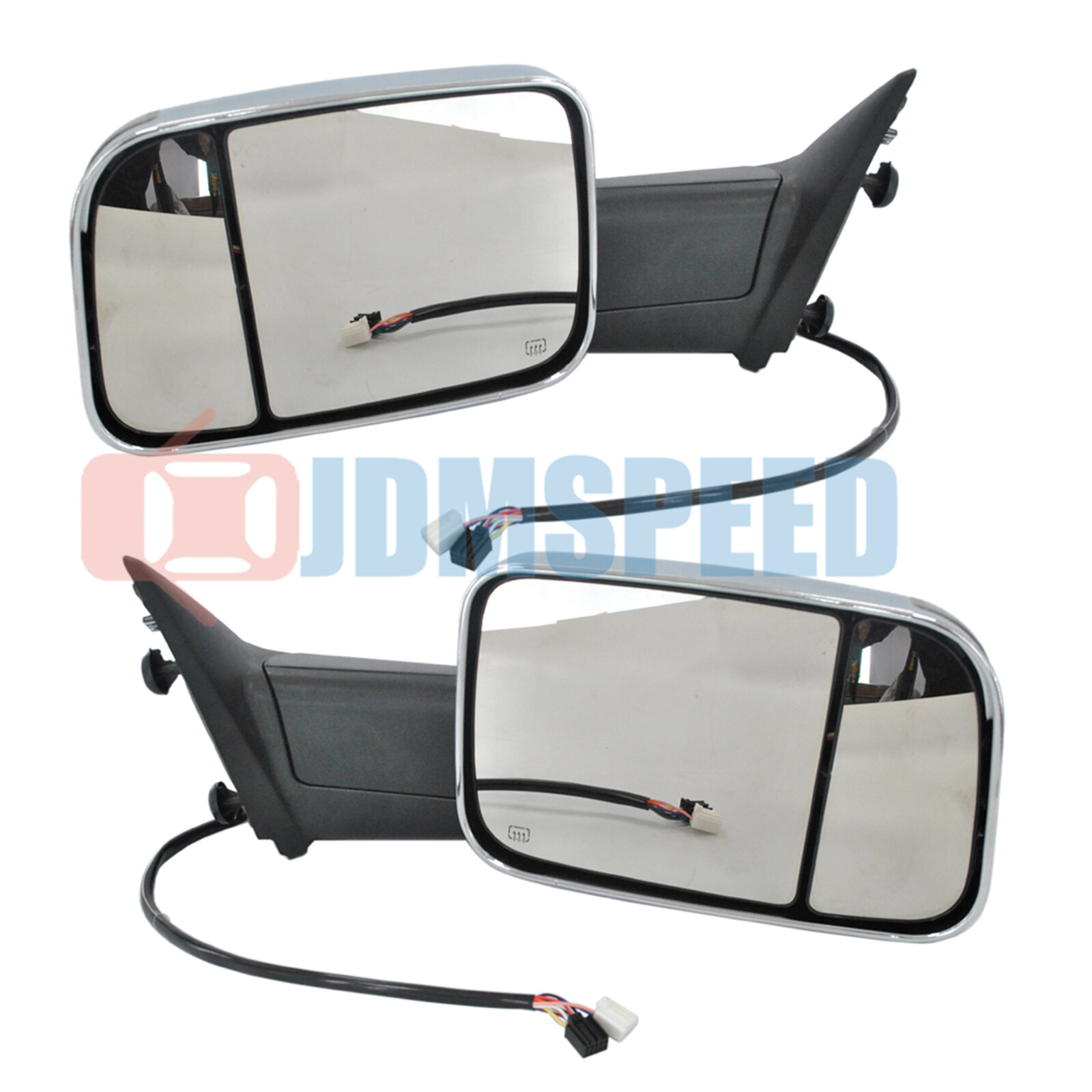 Chrome Power Heated Towing Mirrors Set For 2009-18 Ram 1500 Pickup Signal Light