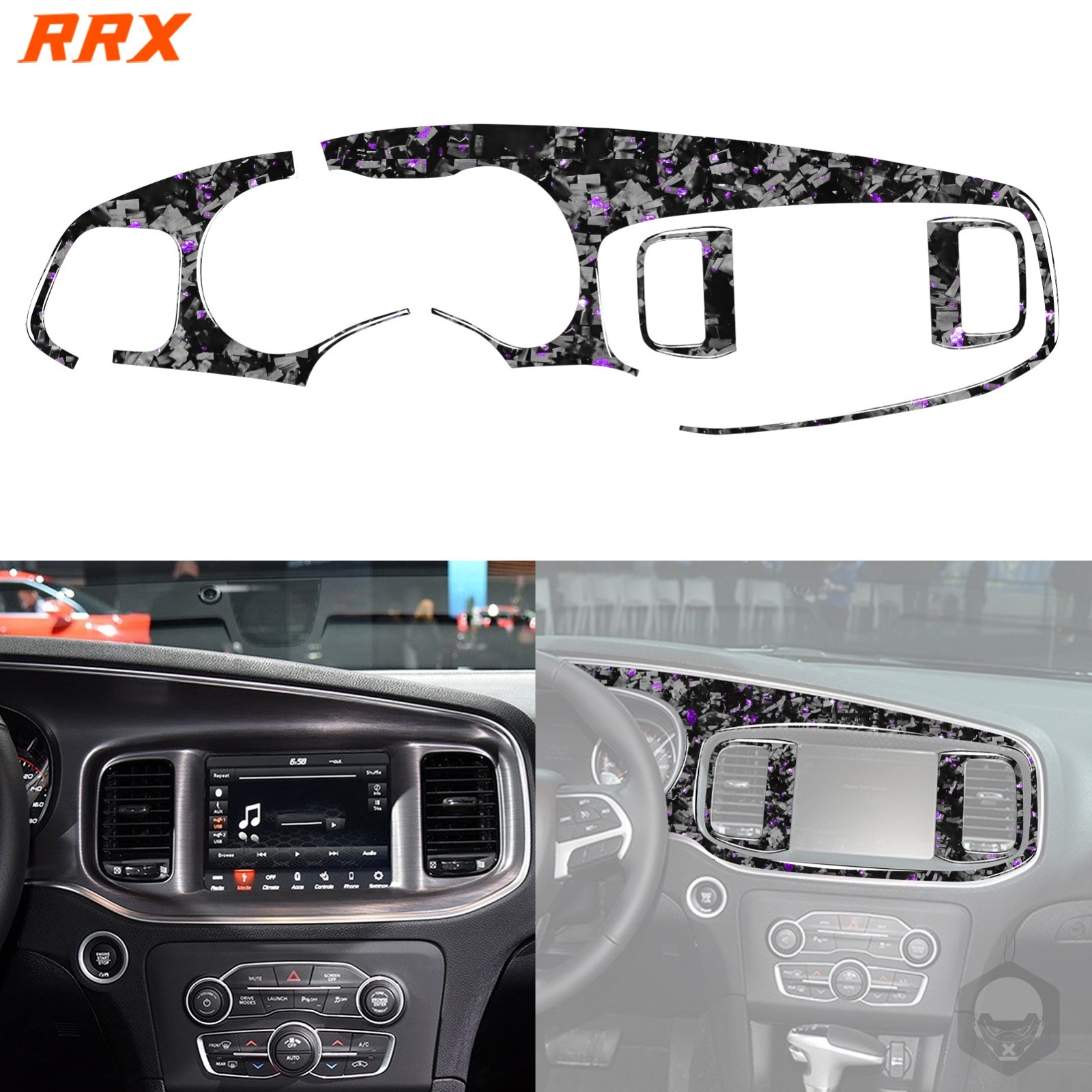 Purple Forged Carbon Fiber Dashboard Speedometer Cover For Dodge Charger 2015-22