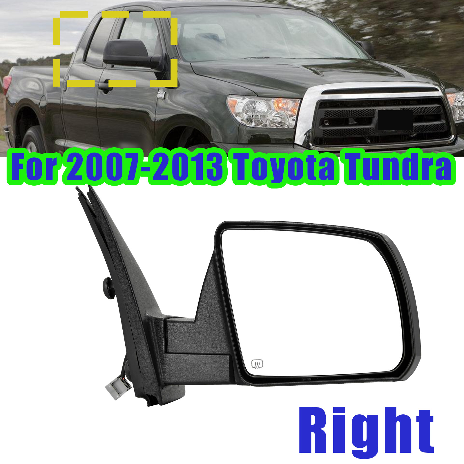 Passenger Side Power Mirror For 2007-2013 Toyota Tundra Base SR5  Heated Right