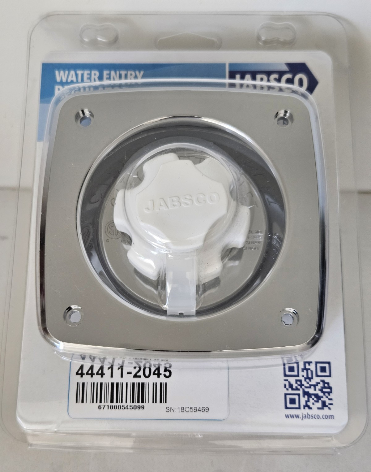 Jabsco Flush Mount Water Entry Regulator 45psi - Chrome JABSCO 44411-2045 Jabsco Flush Mount Water Entry Regulator 45psi - Chrome JABSCO 44411-2045