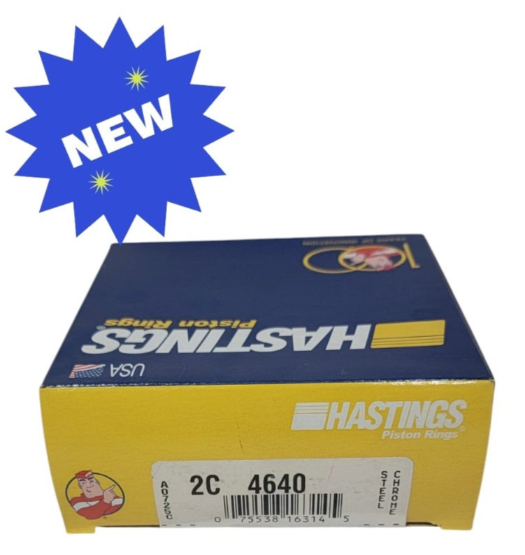 Hastings Chrome Piston Ring Set 2C4640 for STD Bore Engines - Not OVERSIZED