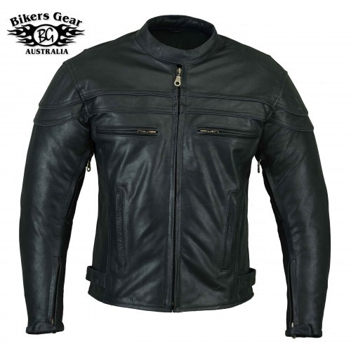 Australian Bikers Gear Strugis Motorcycle CE Armoure Cowhide Leather Jacket