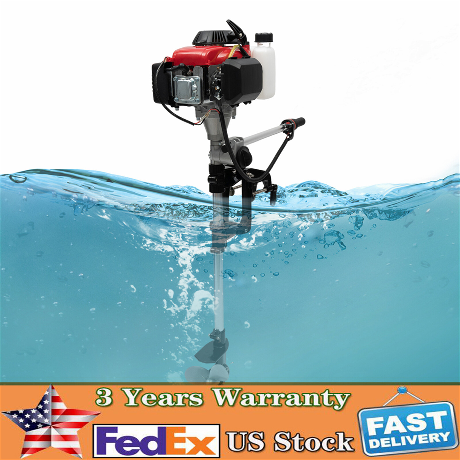 4HP 4-Stroke Outboard Motor 144F Air-Cooled Pull Start for Kayaks & Small Boats