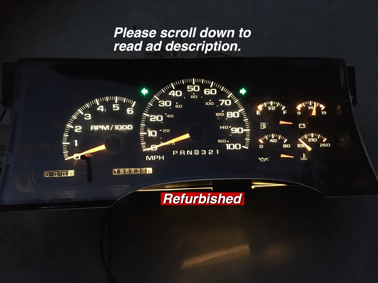1995-1999 Chevy Tahoe , Suburban ,Yukon Speedometer cluster .REFURBISHED MOTORS 1995-1999 Chevy Tahoe , Suburban ,Yukon Speedometer cluster .REFURBISHED MOTORS