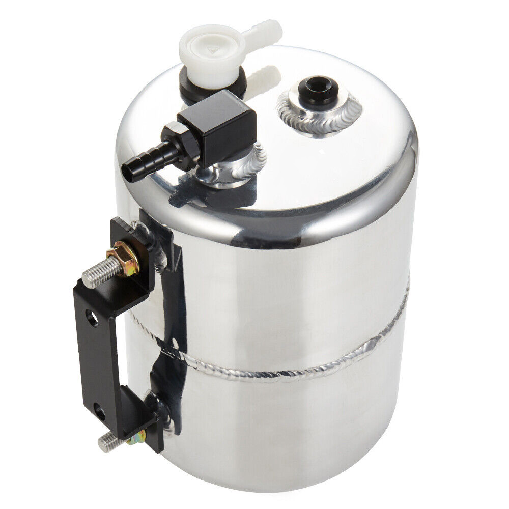 2L Polished Alloy Brake Vacuum Reservoir Tank Can 3/8'' Barb Fitting