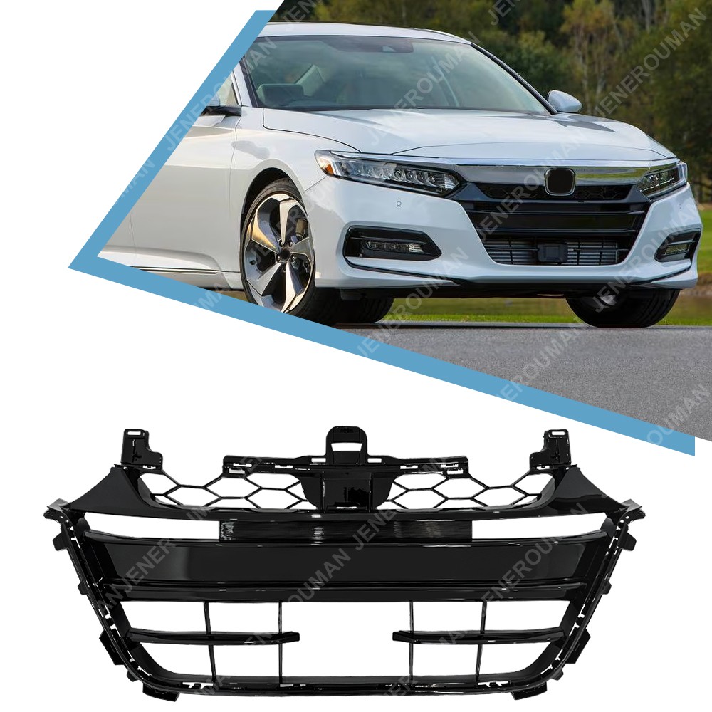 Full Black Lower Grill 2018 2019 2020 Honda Accord Hybrid Front Bumper Grille