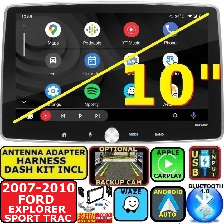 07-10 EXPLORER SPORT TRAC BLUETOOTH APPLE CARPLAY ANDROID AUTO CAR RADIO STEREO
