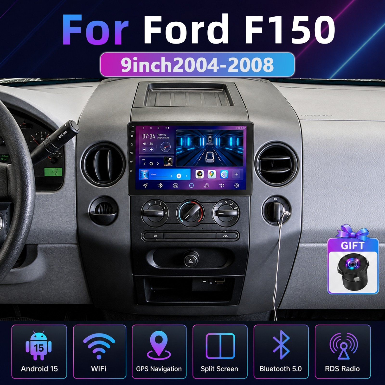For 2004-2008 Ford F-150 F150 Carplay Car Stereo Radio Android 15.0 GPS 4G+64GB
