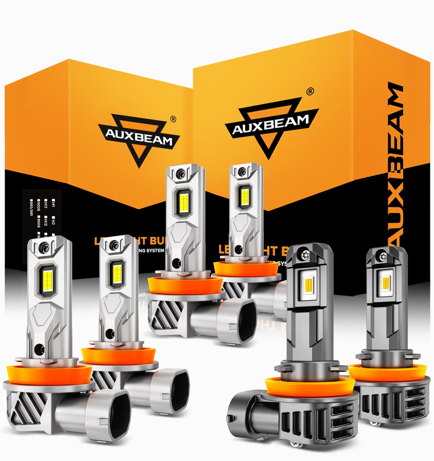 AUXBEAM 1:1 Fanless H9 H11 H11 LED Headlight High Low Beam Fog Light 6500K 3000K