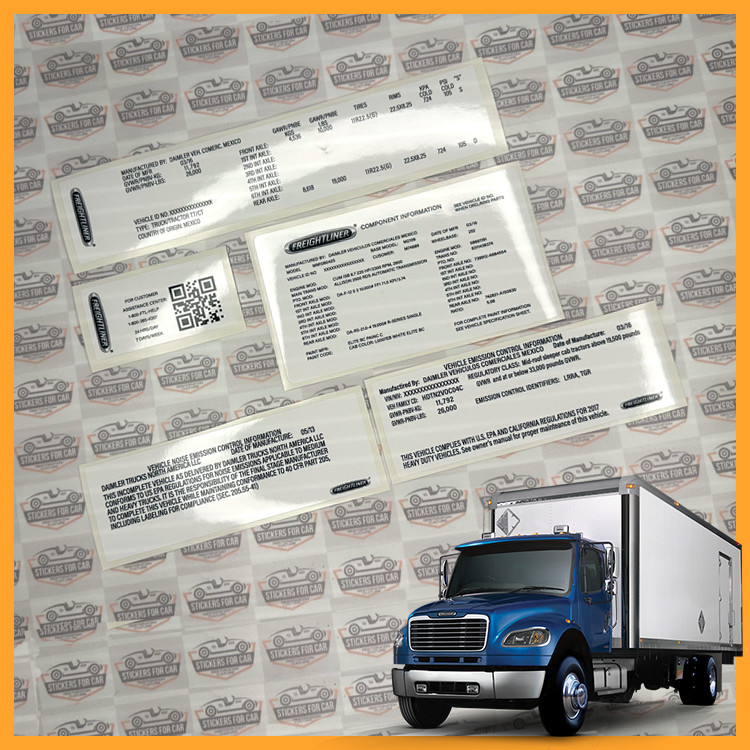 Freightliner M2 VIN Maximum GWR Component Emission Control Diler Sticker USA